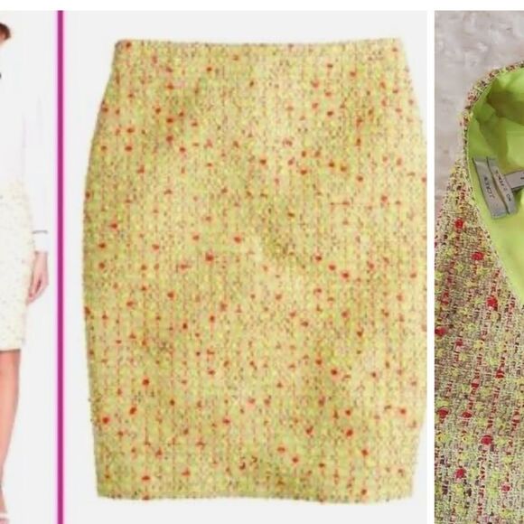 J Crew Neon Tweed Boucle Pencil Skirt NWT - Picture 2 of 7